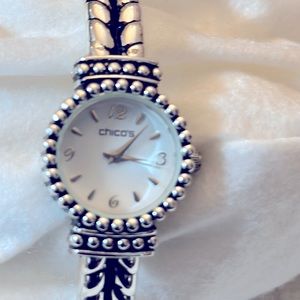Chicos silver toned and black watch needs new battery